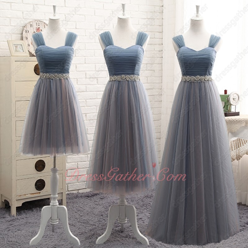 Steel Gray With Blush Different Skirt Length Series For Bridesmaids - Click Image to Close