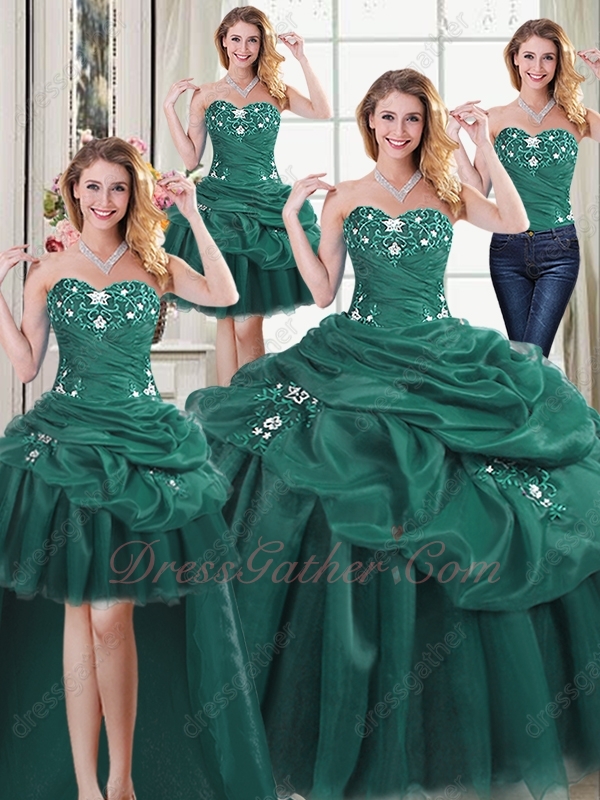 Separated Four Pieces DIY Detachable Hunter Green Pop Color Quinceanera Gown Sales - Click Image to Close