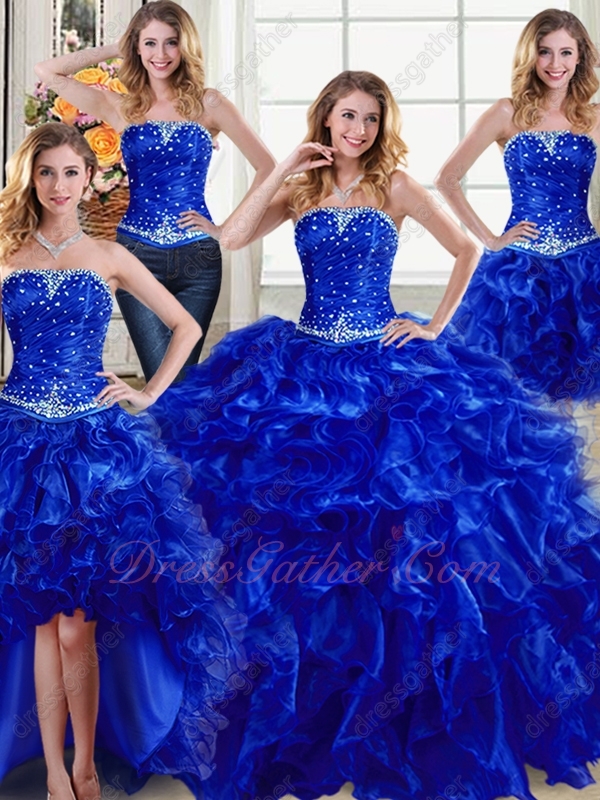 Four Pieces Royal Blue Detachable DIY Wear Women Quinceanera Ball Gown Enchanting - Click Image to Close