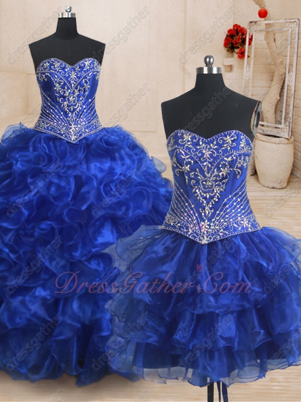 Detachable Embroidery Bodice/Mini/Floor Length Skirt 3 Pieces Quinceanera Gown Queen - Click Image to Close