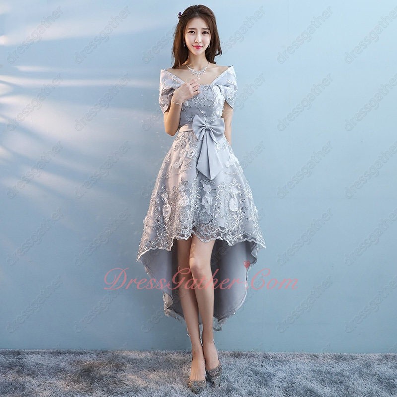 Luxurious Strapless High Low Lacework Stage Show Prom Dress Designer Recommend - Click Image to Close
