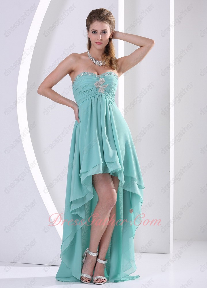 Cheap Turquoise Chiffon High Low Style Spring Vacation Gowns Group Purchase - Click Image to Close