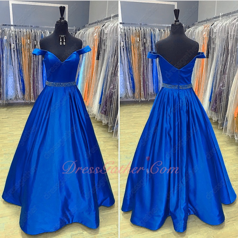 Draped Royal Blue Satin Skirt With Pockets Not Puffy Ballroom Dancing Gown - Click Image to Close