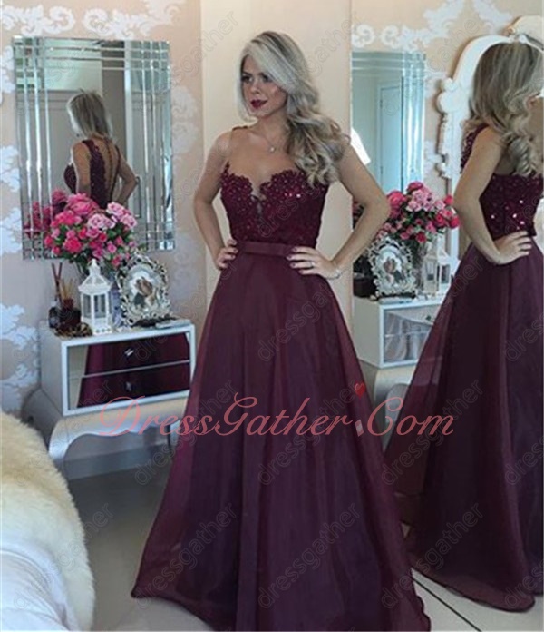 Alluring Complexion Lucid Scoop Neck Burgundy A-line Mature Lady Party Dress - Click Image to Close