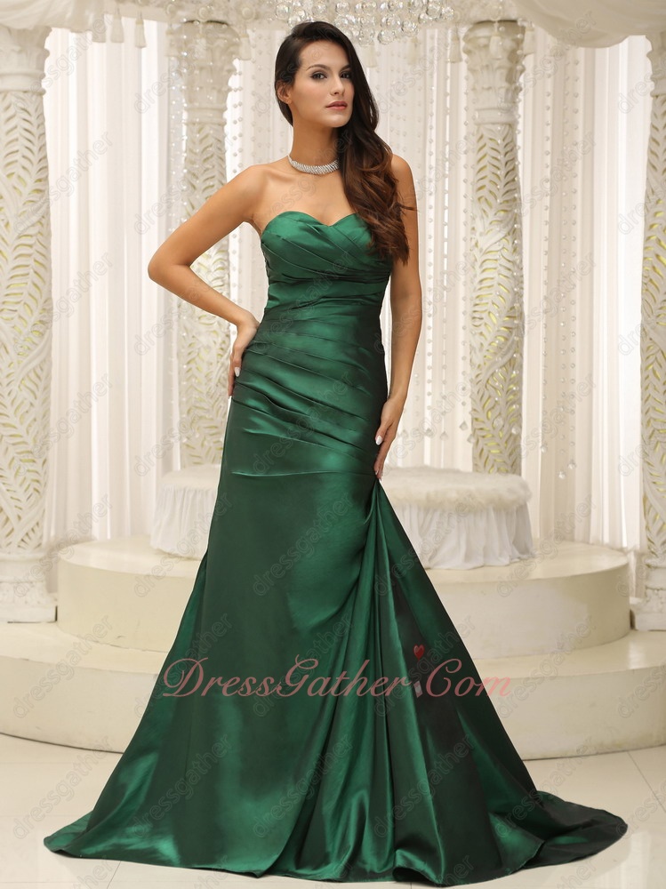 Decent Hunter Green Taffeta Company Fellowship Formal Brush Dress Without Beading - Click Image to Close