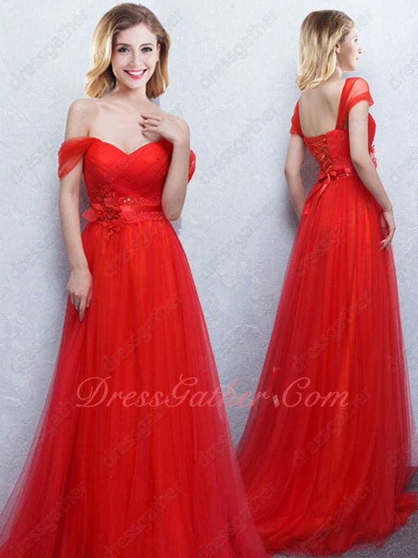 New Trend Changeable Straps Red Empire Ceremony Pageant Dress Girl Prefer - Click Image to Close