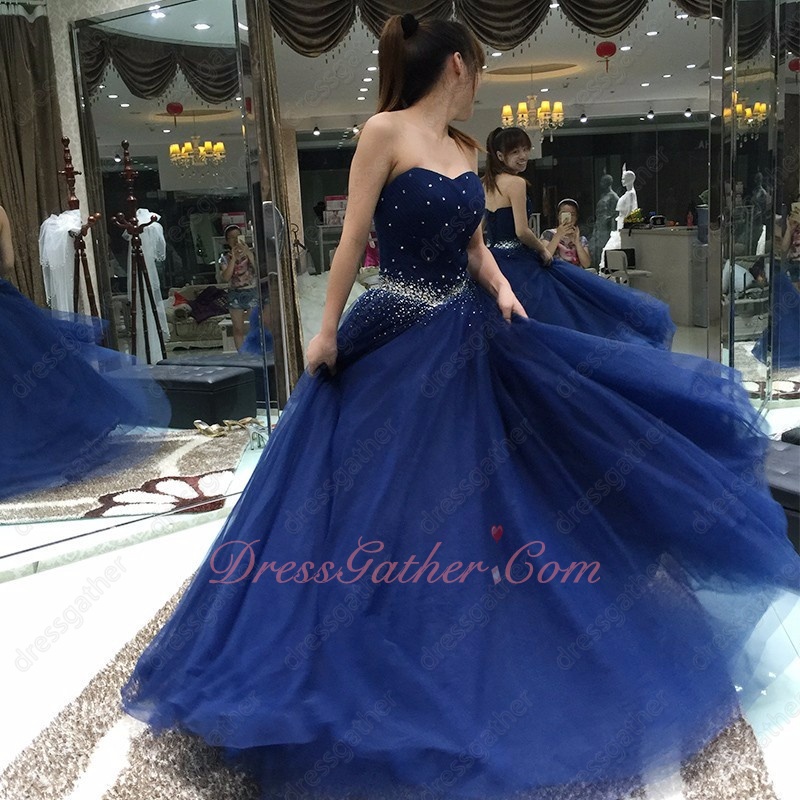 Dark Royal Blue Multilayered Tulle Ball Gown Send Picture To Customized - Click Image to Close