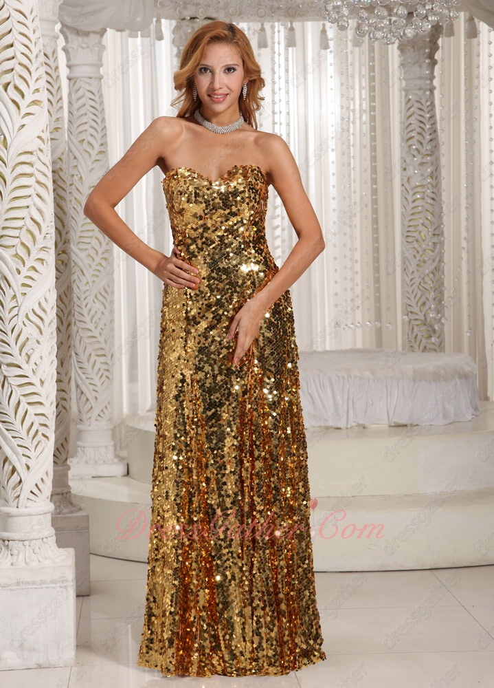 Shiny/Sparkling Gold Paillette Sequin Evening Pageant Dress Performance Stage Prop - Click Image to Close