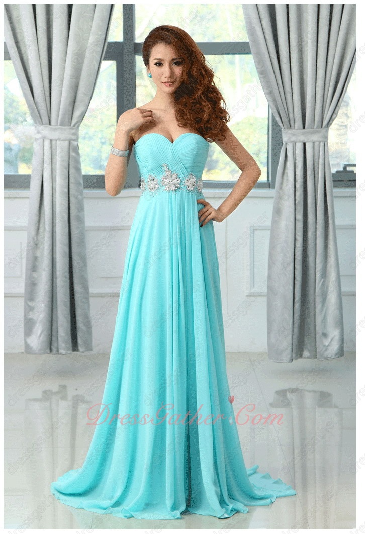 Sweetheart Neck Long Aqua Blue Chiffon Pageant Dress Store Near Me - Click Image to Close