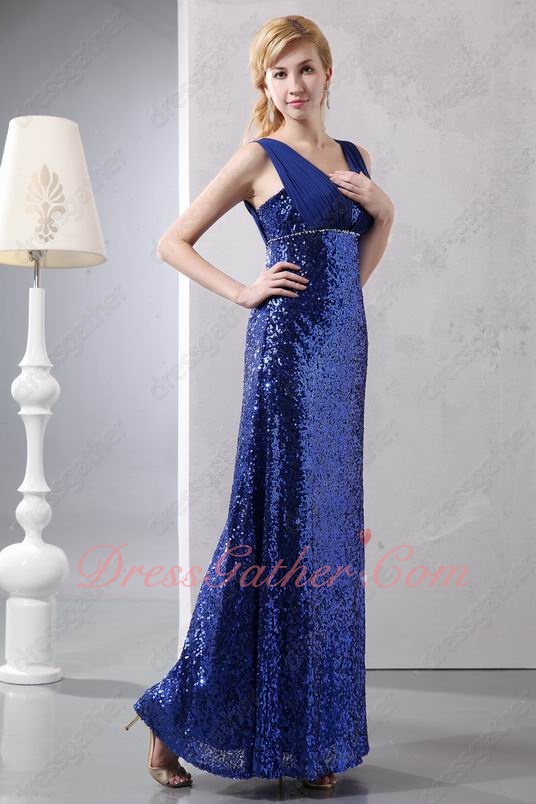 Flashy Sequin/Paillette Royal Blue Floor Length Mum Formal Evening Dress Decent - Click Image to Close