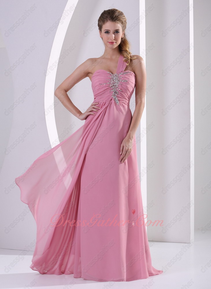 Vogue One Shoulder Dust Rose Pink Carnival Evening Dress Top Ranking - Click Image to Close