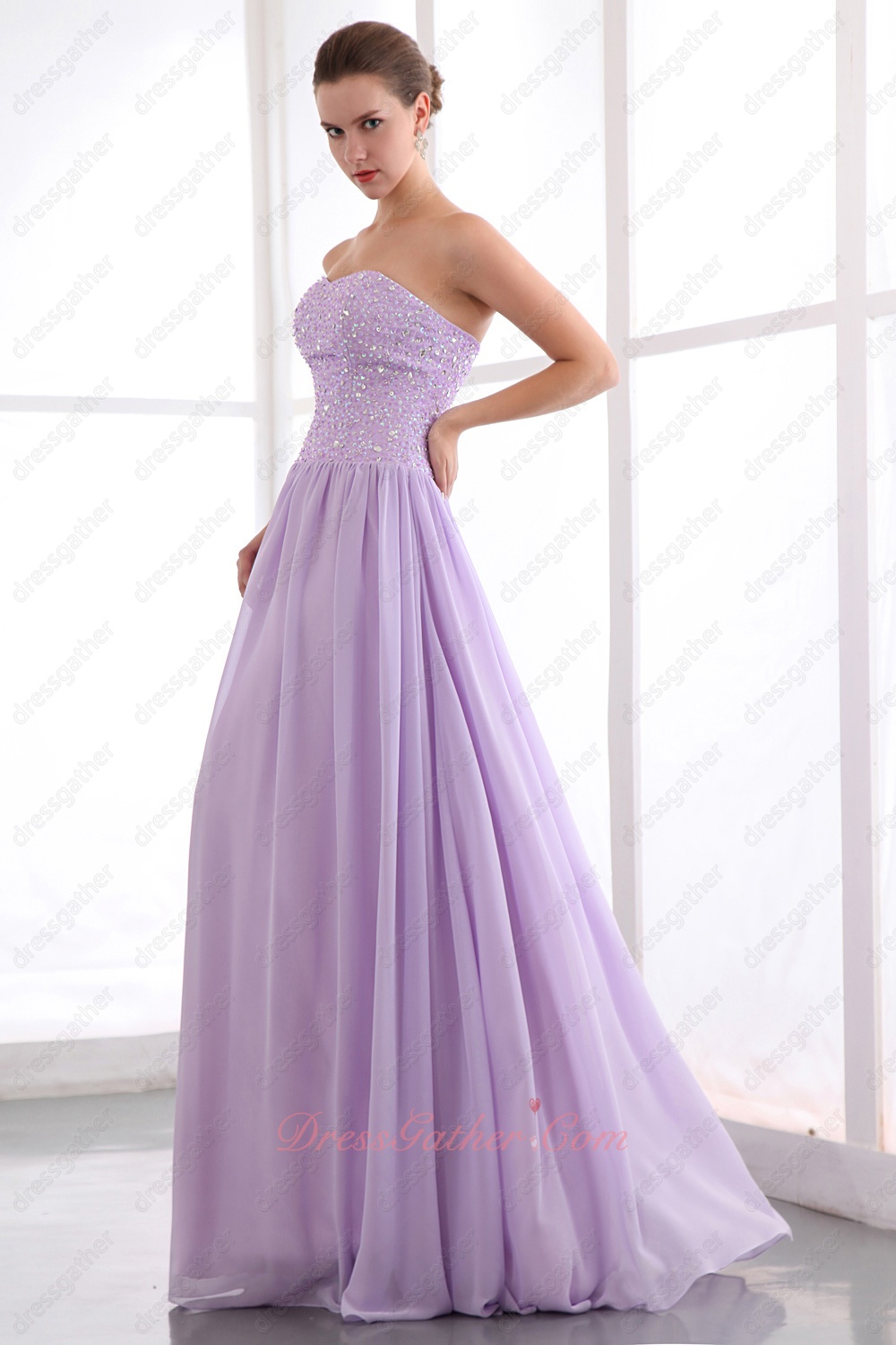 Sweetheart Lilac Formal Party Prom Dress Full Beading Top/Soft Chiffon Bottom - Click Image to Close