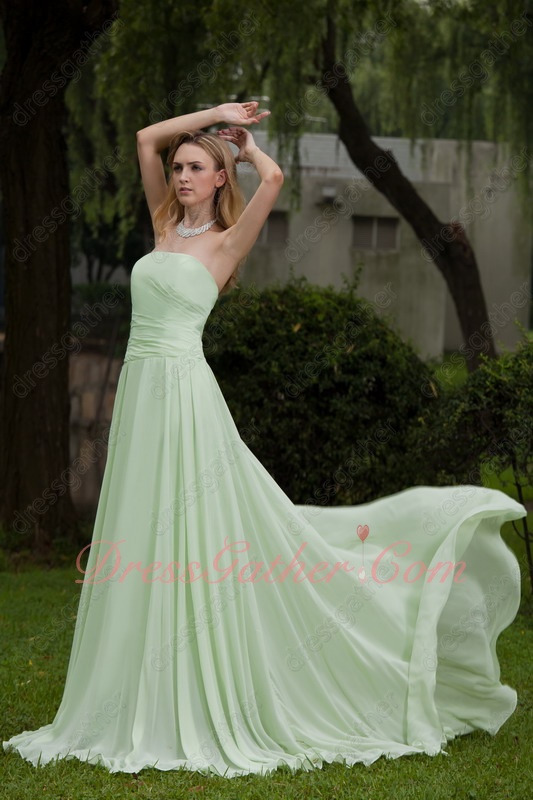 Simple Strapless Mint Green Chiffon Bridal Party Dama Dress Top Seller List - Click Image to Close