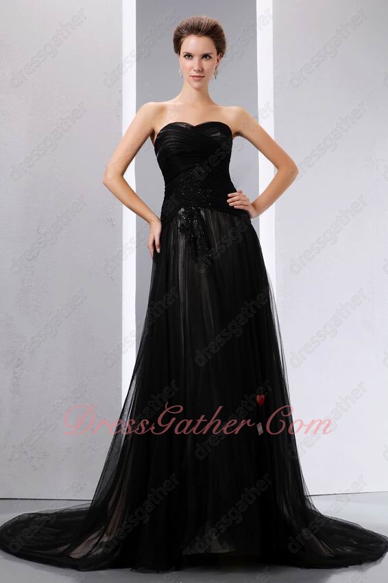Black Tulle Champagne/Nude Lining Celebrity Evening Party Dress Ebay Best Seller - Click Image to Close