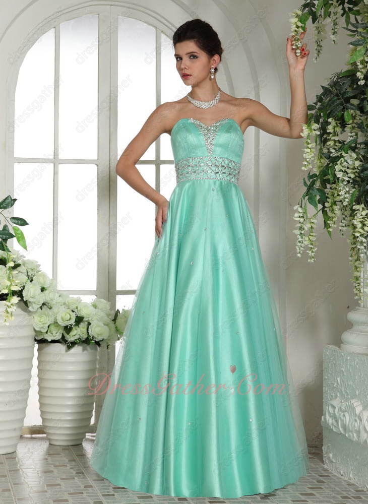 Mint Apple Green Little Puffy Tulle Military Evening Ball Gown Predominant - Click Image to Close