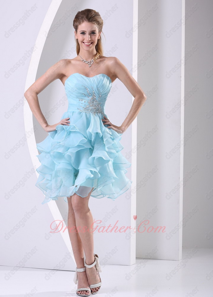 Delicate Sweetheart Beading Baby Blue Ruffles Homecoming Dress Girl First Choice - Click Image to Close