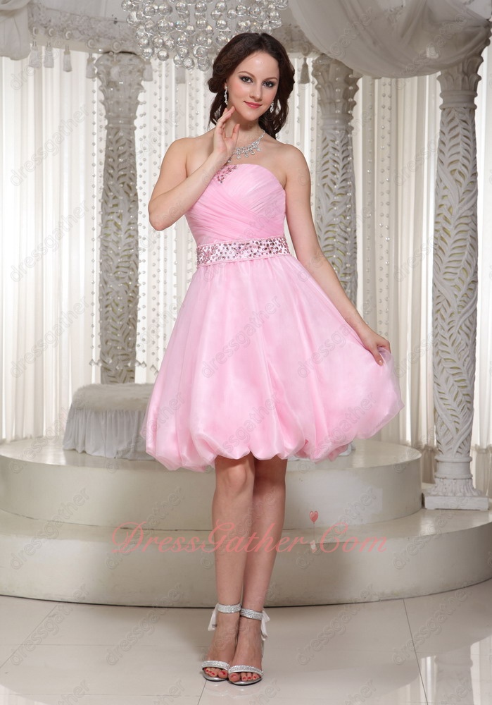 Lovely Strapless Beaded Girdle Baby Pink Pettiskirt Graduation Prom Gown Good Review - Click Image to Close