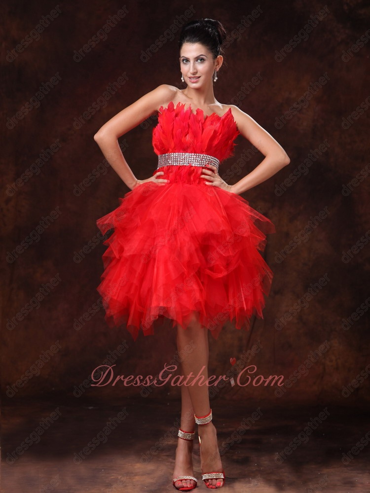 Brisk Strapless Plume Bodice Fluffy Red Birthday Party Dress Designer Recommend - Click Image to Close