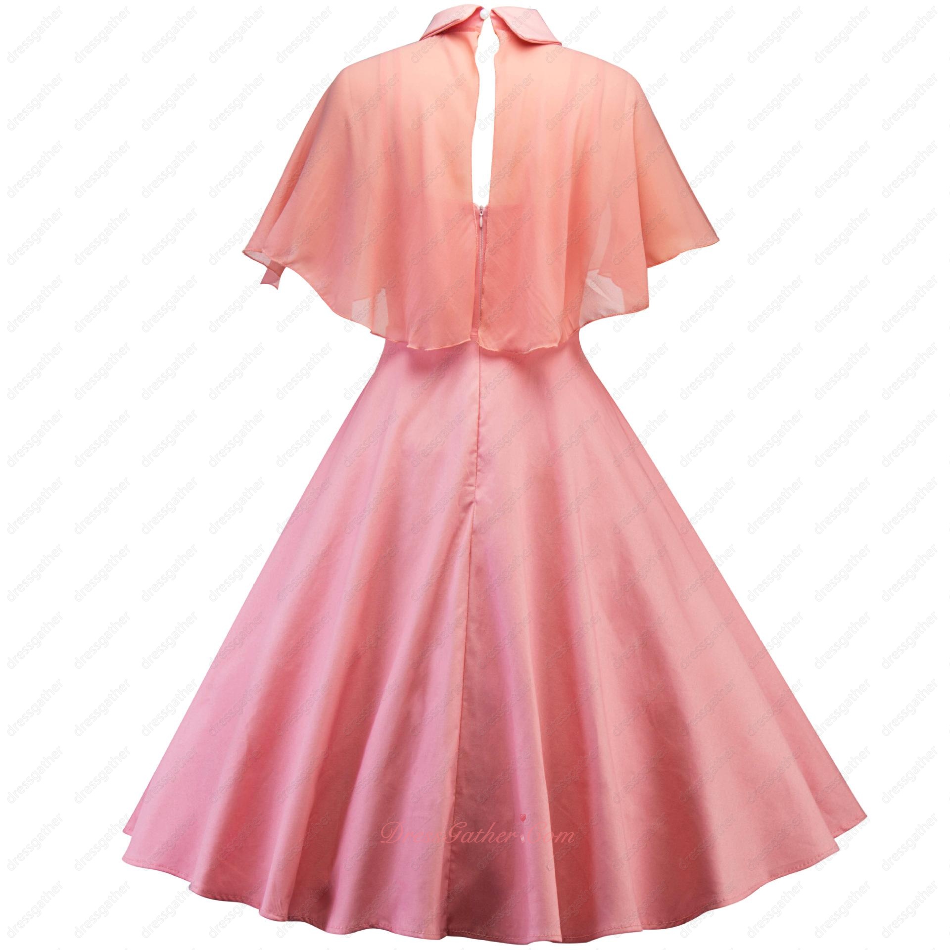 Nifty Watermelon Light Coral Short Graduation Party Girl Dress With Chiffon Cloak - Click Image to Close