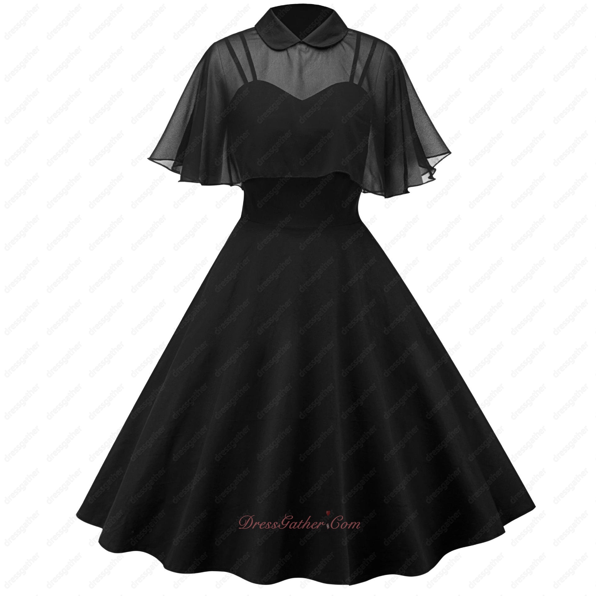 Amiable Black Spandex Short Prom LBD Vintage Formal Prom Dress and Lapel Cloak - Click Image to Close