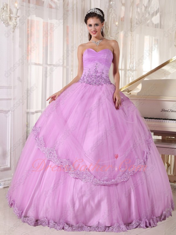 Strapless Lacework Lilac Fashion Color Quince Gown Underskirt With Tulle Make Puffy - Click Image to Close
