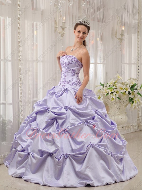 Elegant Strapless Lavender Embroidery Quinceanera Ball Gown Better Quality Than Amazon - Click Image to Close