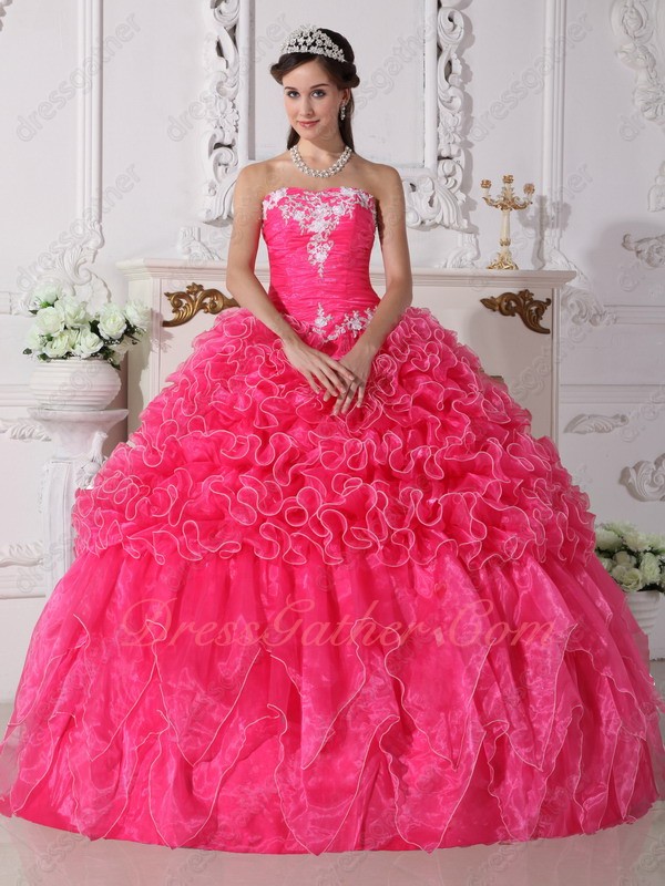 Elegant Hot Pink Ruffles Leisure Quinceanera Party Dress Money-back Guarantee - Click Image to Close