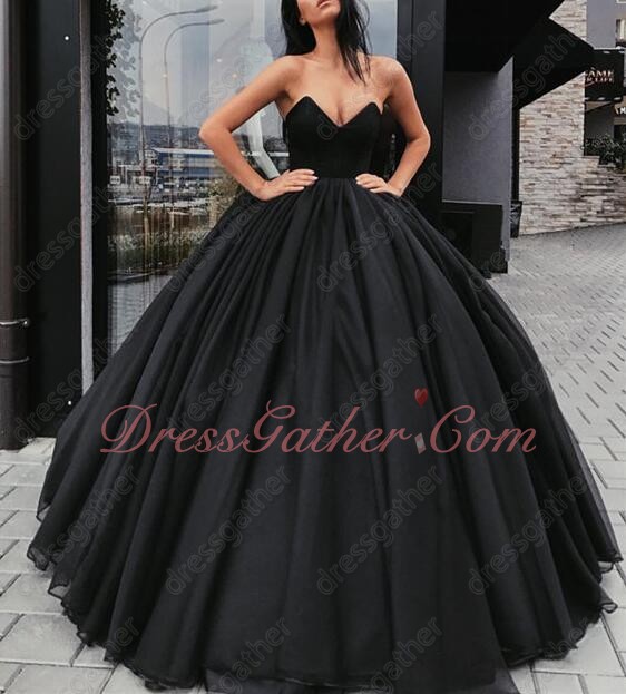 Goth Style Puffy Folds Black Tulle Skirt Ball Gown Without Any Details Cheap - Click Image to Close