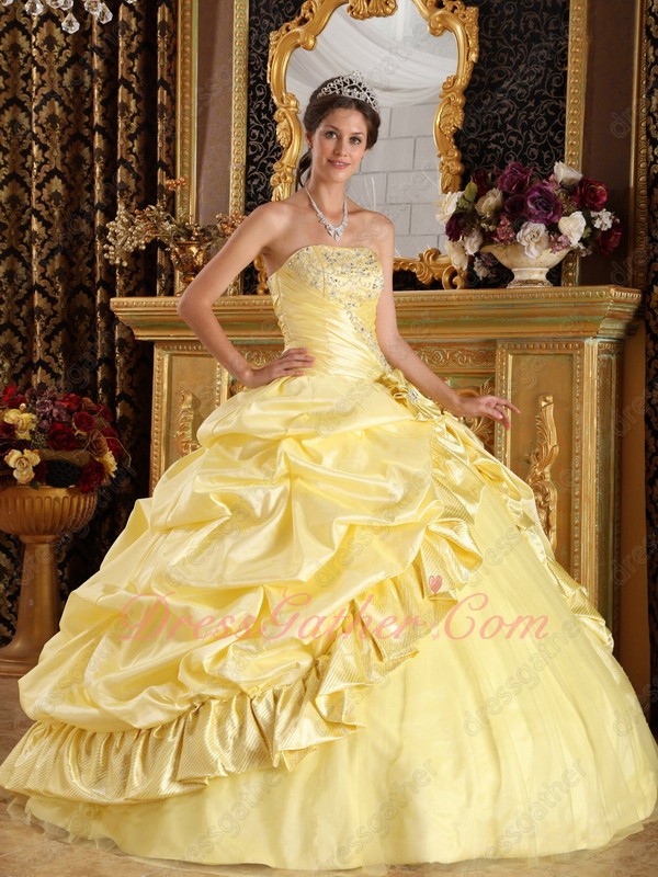 Daffodil Taffeta Military Pageant Sweet 16 Ball Gown With Symmetrical Bubble - Click Image to Close